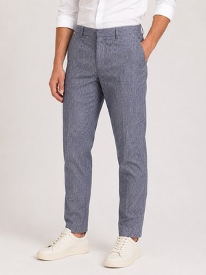 Only & Sons 100%  Linen Skinny Pants Trousers Mens Sz 32 US Tapered Blue Beachy