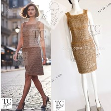 CHANEL 05S Gold Metallic Woven Tweed Dress Karl Lagerfeld 38 US6