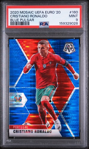 2020 PANINI MOSAIC UEFA EURO 2020 BLUE PULSAR #160 CRISTIANO RONALDO PSA 9