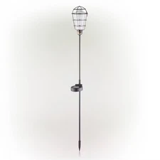 Set of 2 Outdoor Solar Powered Edison Bulb Garden LED Stakes Black