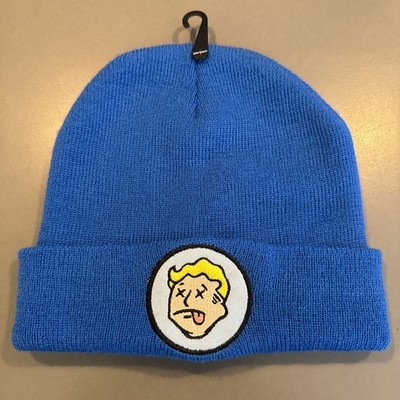 Fallout Bethesda Culturefly Beanie Hat Vault Boy XX Eyes Blue Winter Cap 2018 J5