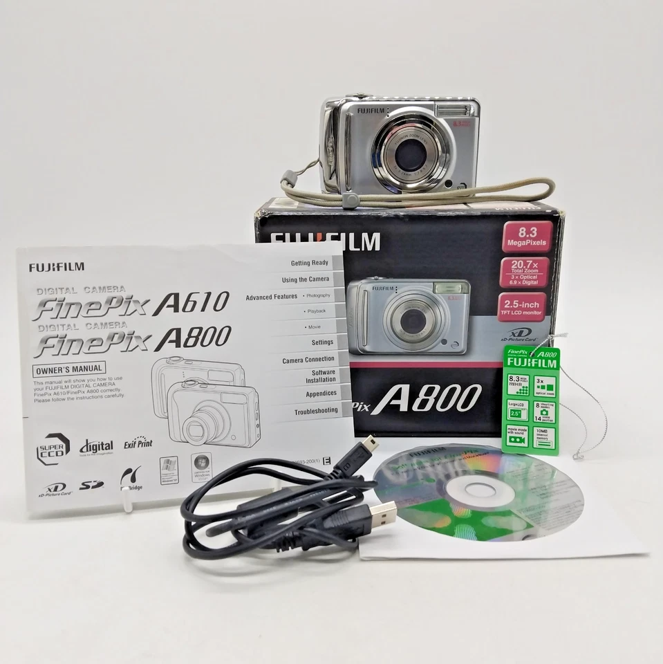 Fujifilm Finepix A800 Silver Compact Digital Camera 8.3MP Boxed- Tested/Working, photo 1 of 5