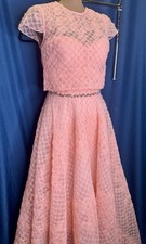 NWT Marchesa Notte Coral Peach Tulle Organza Midi Bolero Ball Gown Dress; SIZE 8