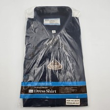Sears Perma-Prest Ultressa Dress Shirt 16.5 32/33 Navy Blue Regular Cut Vintage