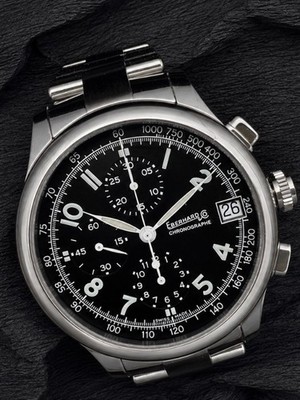 ORIGINAL EBERHARD CO TRAVERSETOLO CHRONOGRAPH AUTOMATIK GLASBODEN FULL SET B&P