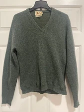 Vintage Men`s Barclay Mohair Sweater V-Neck - Green