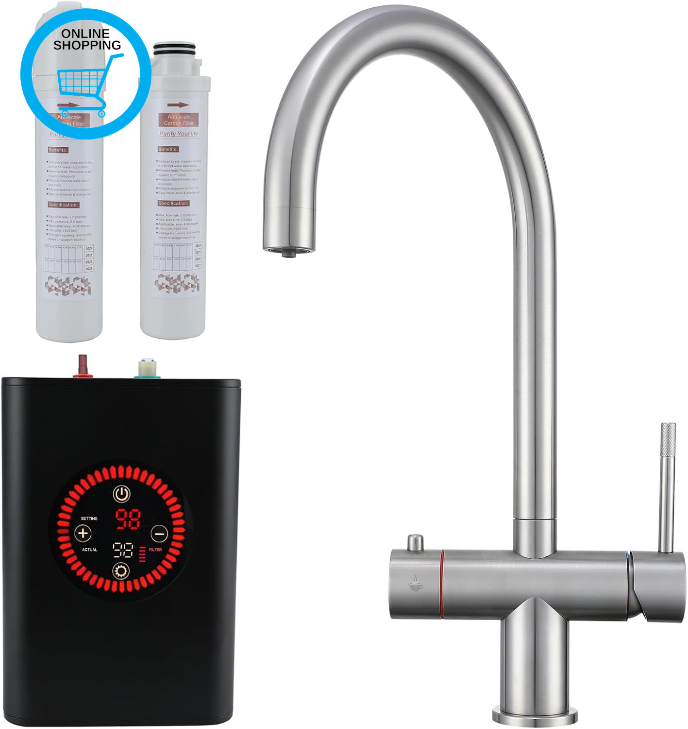 Yamataro 3In1 Boiling Water Tap Instant Hot Water Tap Hot Cold Filtered Boiling