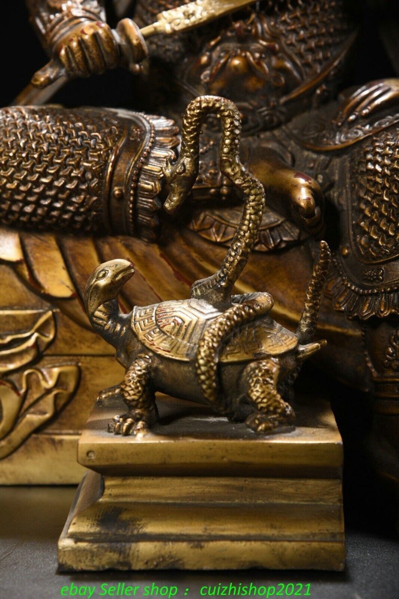 12.5'' Old Dynasty Pure Bronze Gilt Sit Xuanwu Zhenwu Dadi Emperor