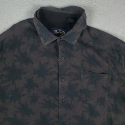 Nat Nast Black Brown Casual Mens Short Sleeve Button Up Shirt Size Large