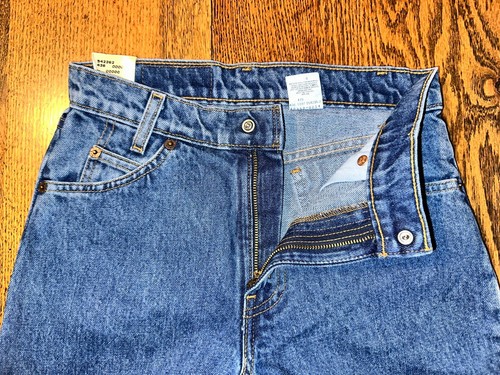 VTG Levis Deadstock 90s Jeans Orange Tab Boys 550 Relaxed 14 27 No Stretch Rigid - Picture 6 of 18