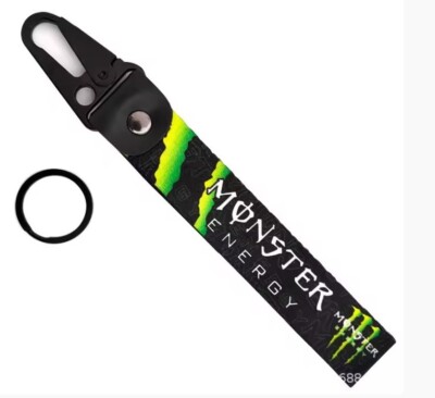 M Green & Black Nylon Strap Keychains (3) . Steel Spring Clip. 7'' x 1''. MotoGP.