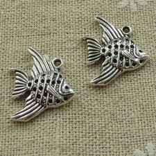 Free Ship 100 pcs tibetan silver fish charms 21x19mm L-3653