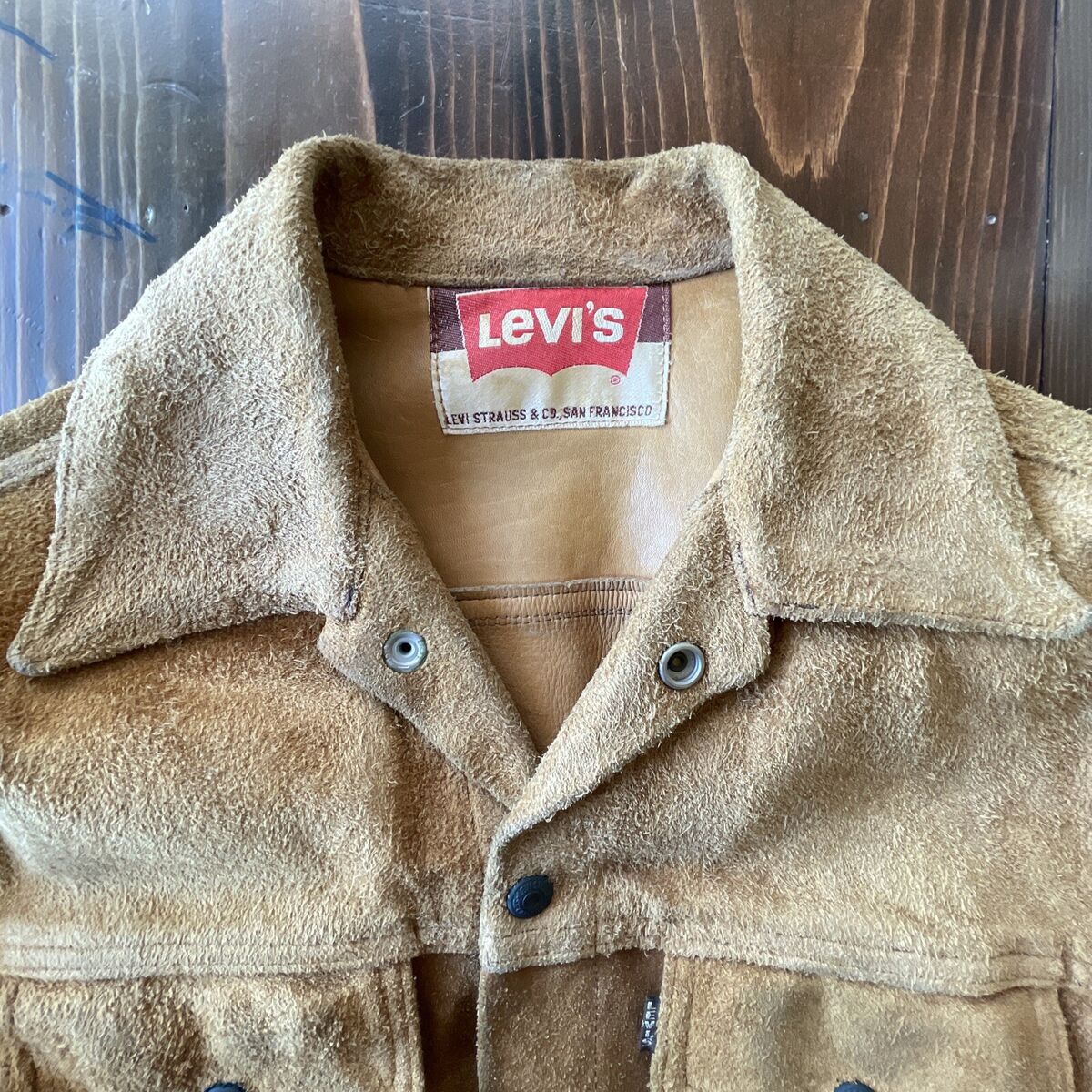 Vintage Levi's Big E Split Cowhide Suede Leather Trucker Vintage Levi's Big E Split Cowhide Suede Leather Trucker