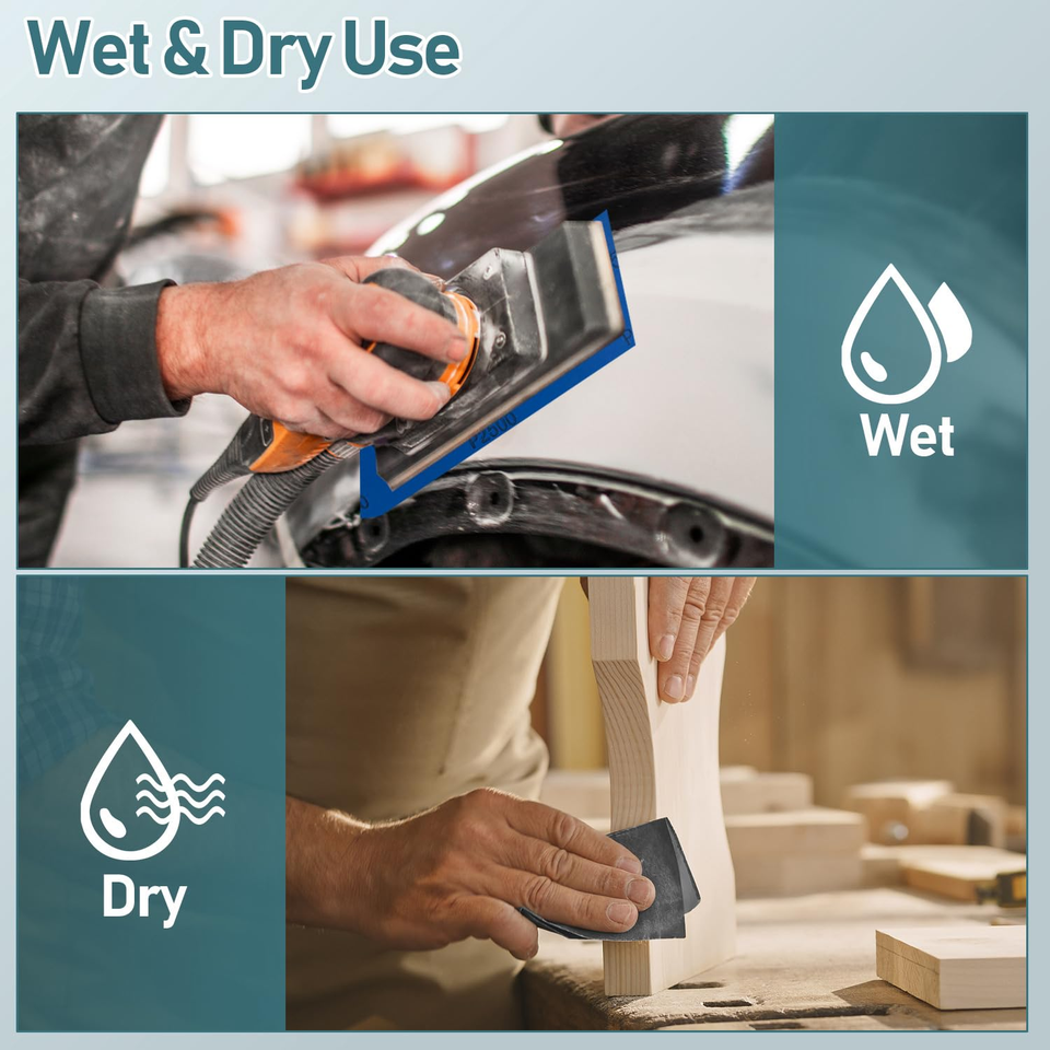 72PCS Sandpaper Sand Paper Assortment Pack 9 Grits Wood Metal Car Wet