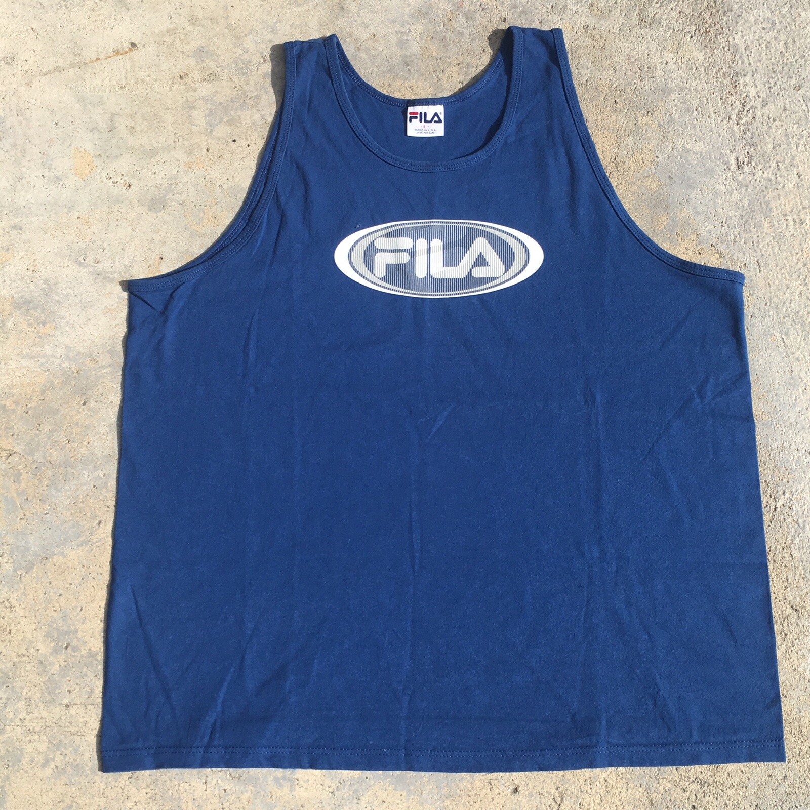 Canotta vintage anni 90 Fila Spell Out blu SUPER PULITA made in America Fila taglia L