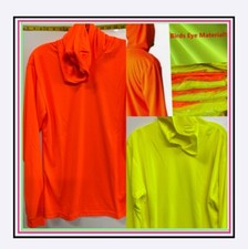 3 PACK HIGH VIS HOODED L/SLVE T-SHIRTS SAFETY WORK C2 VEST S-5XL BIRD EYE FABRIC