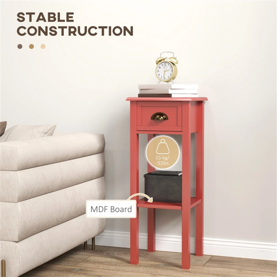 2pcs Side Table Open Bottom Shelf Drawer and Flat Tabletop for Ample Storage - Image 4 of 4