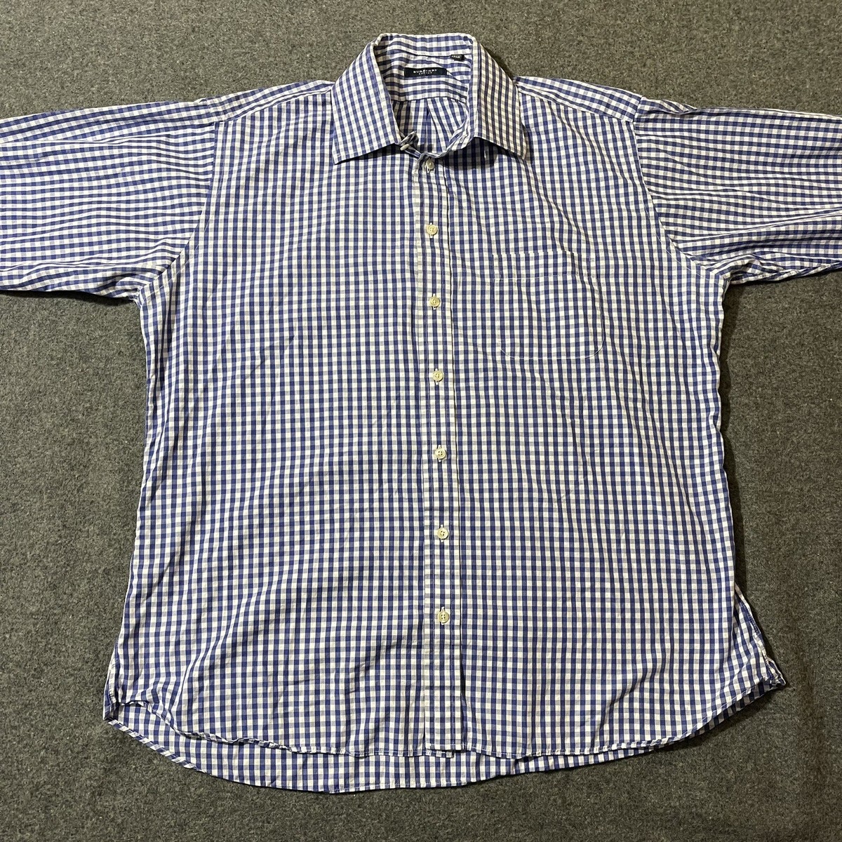 Burberry London Men's Button Dress Shirt Blue/White Gingham Check