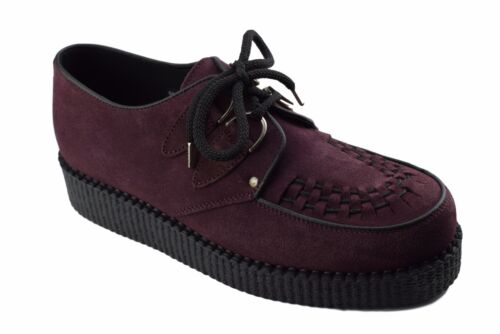 Steel Ground Shoes Burgundy Red Suede Creepers Low Sole D Ring Casual Sc400Z274 - Afbeelding 1 van 6