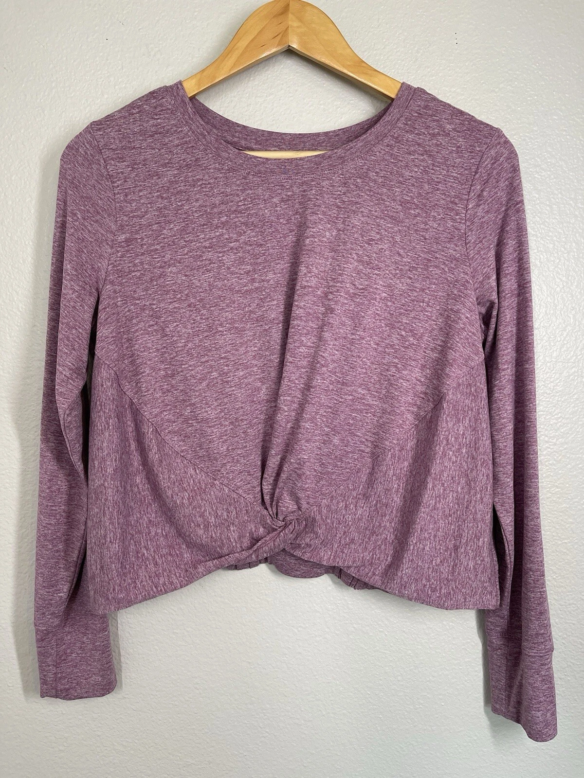 yogalicious crop top mauve space dye long sleeve twisted gym 