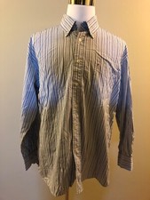 Men  s Tommy Hilfiger Button Down 80  s 2 Ply Fabric Blue Striped Shirt size XL