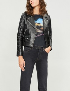 maje black leather jacket