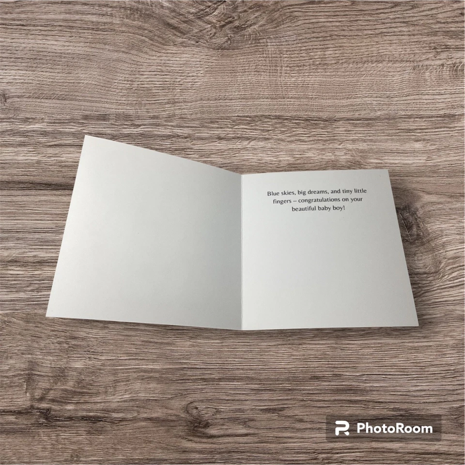 Tarjeta de felicitación bebé niño. Estrellas de elefante HM de 5x5 pulgadas Foto 2 de 2