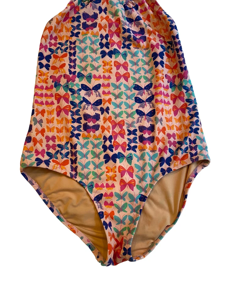 Traje de baño para niña CREWCUTS talla 12 azul mariposa blanco traje de baño de una pieza Foto 3 de 4