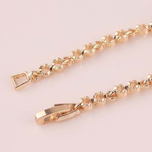 8" 9K YELLOW GOLD PLATED AUSTRIAN CRYSTAL BLACK SAPPHIRE BRACELET (T61) Elegant - Picture 4 of 4