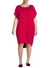 Terra & Sky Women's Plus Size Dolman Shift Dress with Pockets Size 2X Red --3X--
