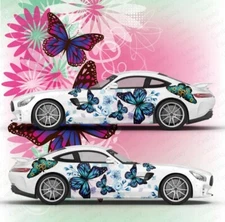 Beauty Butterfly Bird Racing Car Graphic Decal Full Body Vinyl Livery Both Sides