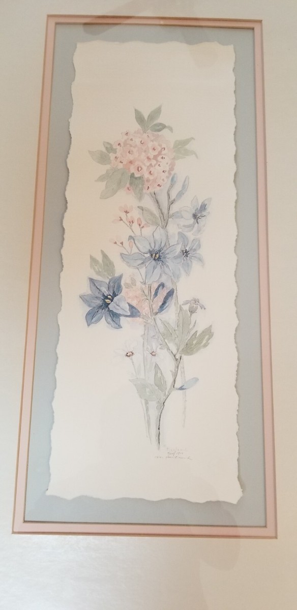 The Drawings of Bertrand　Bertrand VINTAGE MARY VINCENT BERTRAND Sign 724/1900 ART WATERCOLOR FLOWERS