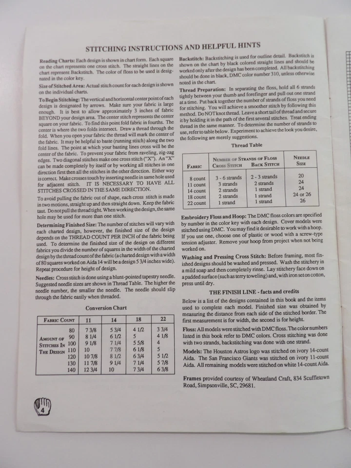 Baseball Cross Stitch Chart National League Major League 19 Page Booklet - Image 2 of 4