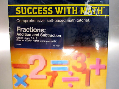 Atari 800 1200XL Rare Collecable ''Success With Math Fractions'' Learning NIB