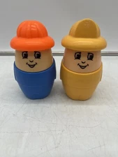Lot of 2 Vintage Pair Step2 Chunky Little People Fireman Construction Worker