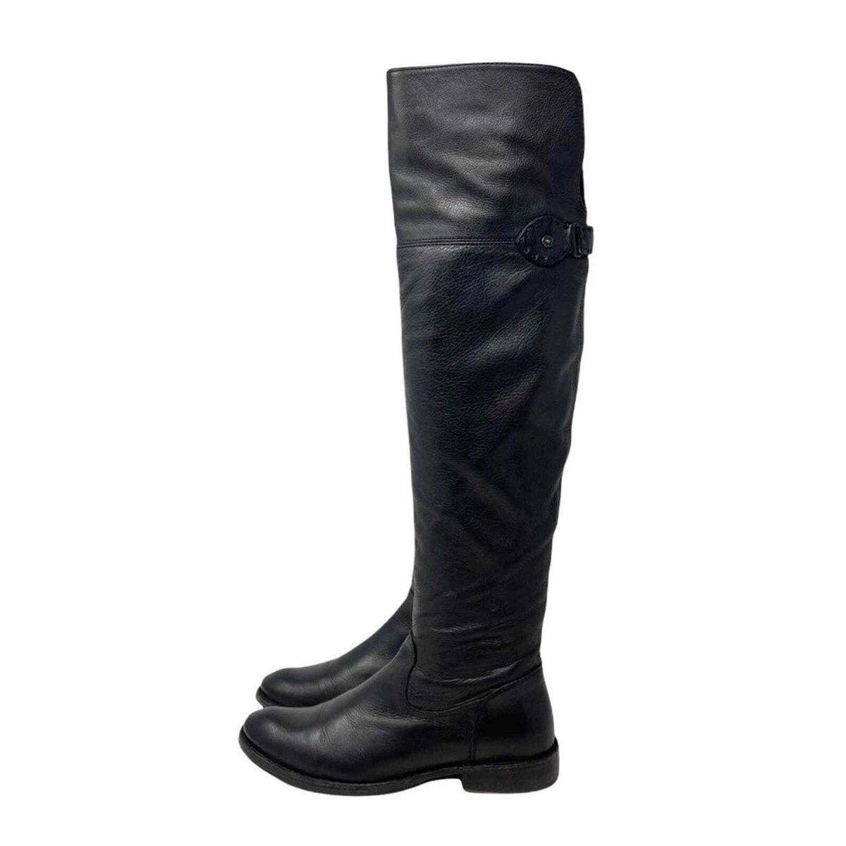 Frye Shirley Over The Knee Black Leather Riding Boots Size 6.5