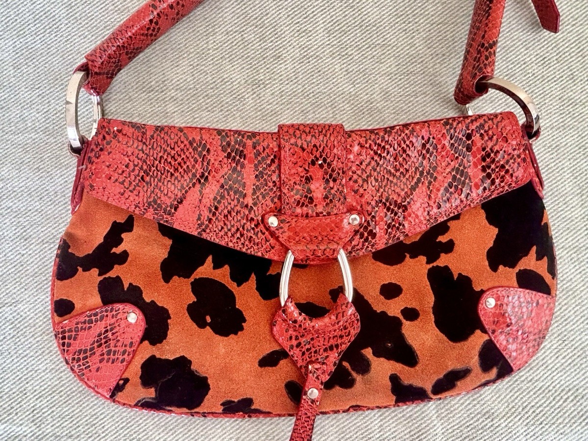 Rare Da Milano Snake Cow Leather Shoulder Handbag Satchel Bag
