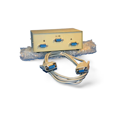 2 DB9 Male Serial Device to 1 DB9 Female Serial Port Switch with Cable - Beige