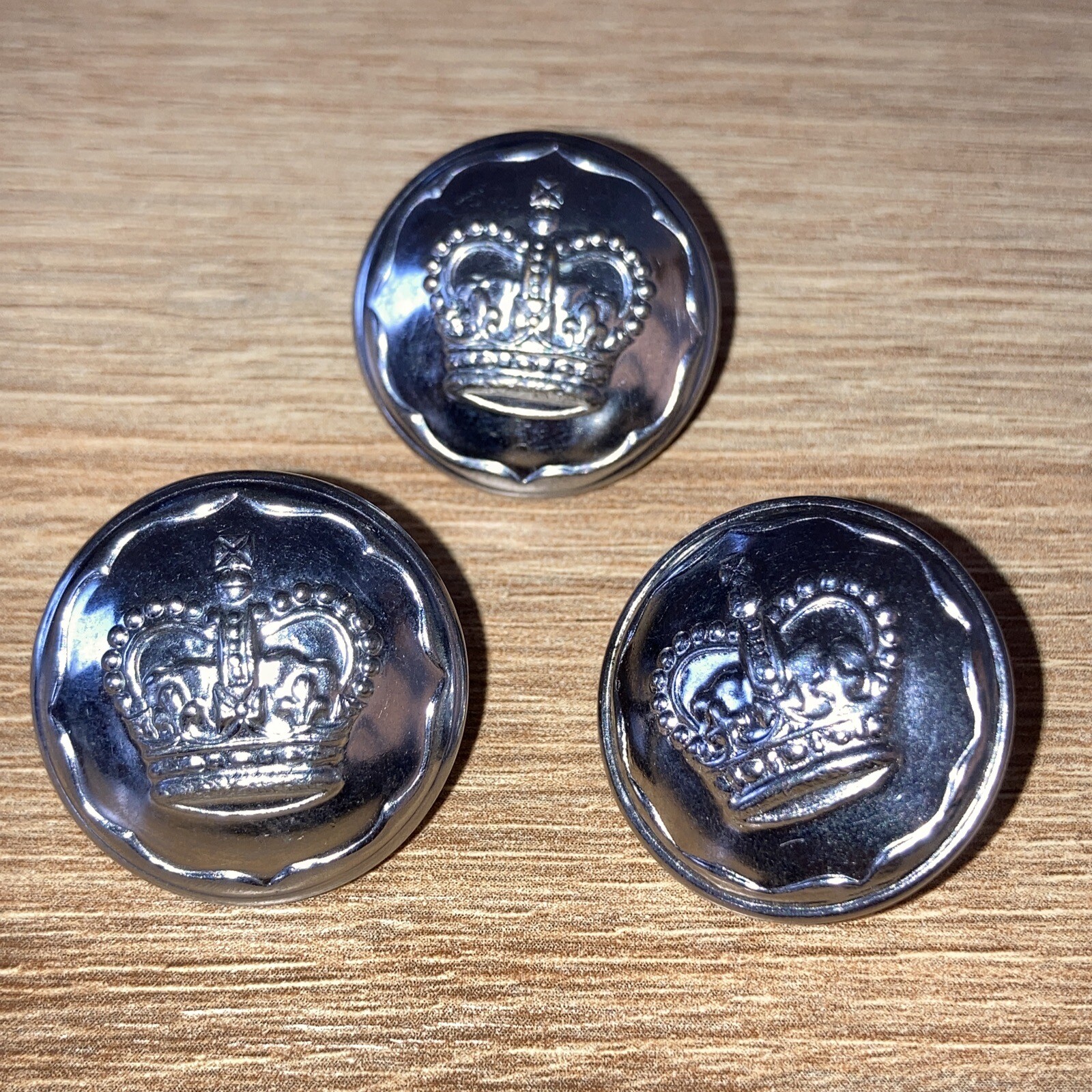 3 x Military & Security 25mm Crown Buttons - No Visible Makers Mark  (0992)