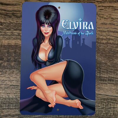 Sexy Cartoon Curves Elvira Mistress of the Dark 8x12 Metal Wall Sign