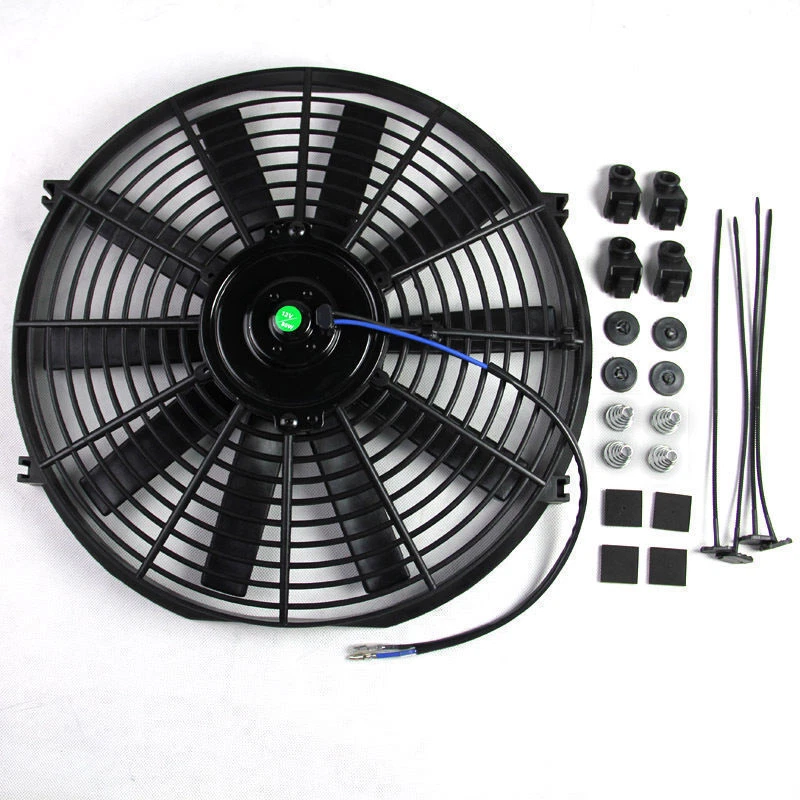 14" Inch 90W Universal Electric Radiator Cooling Thermo Fan Straight Blade +Kits - image 4 of 4