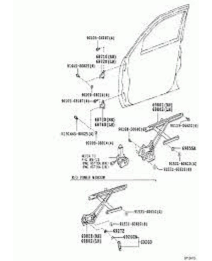 Toyota Genuine OEM REGULATOR SUB-ASSY, FRONT DOOR WINDOW, LH