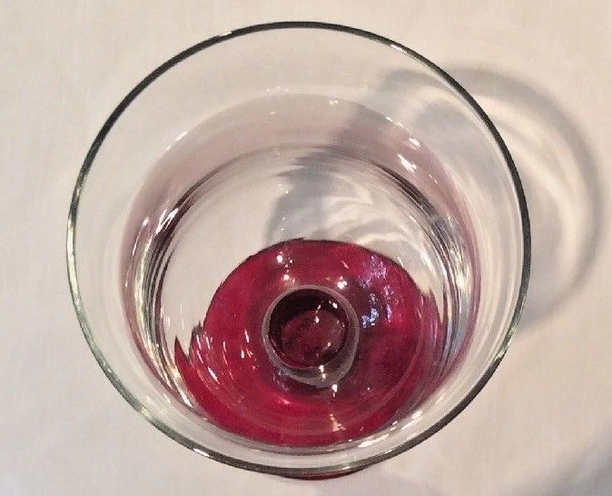 ВАЗА В СТИЛЕ УРАГАНА СТЕКЛО 9-7/8 ДЮЙМА РУБИНОВЫЙ КРАСНЫЙ ПЬЕДЕСТАЛ ПРОЗРАЧНАЯ ЧАША FTD ПРАЗДНИКИ Б/У В ОТЛИЧНОМ СОСТОЯНИИ - Изображение 4 из 4