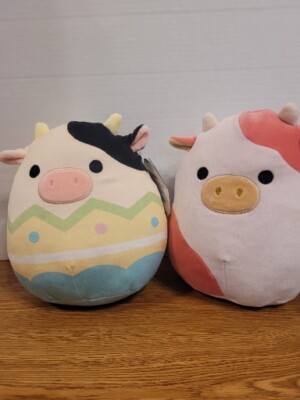 Squishmallow Connor the Cow in Egg Plush toy And Reshma the Pink Cow Exclusive 