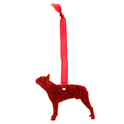 Boston Terrier Hund Style B Glitzer Weihnachtsdeko - 11 Farben zur Auswahl.