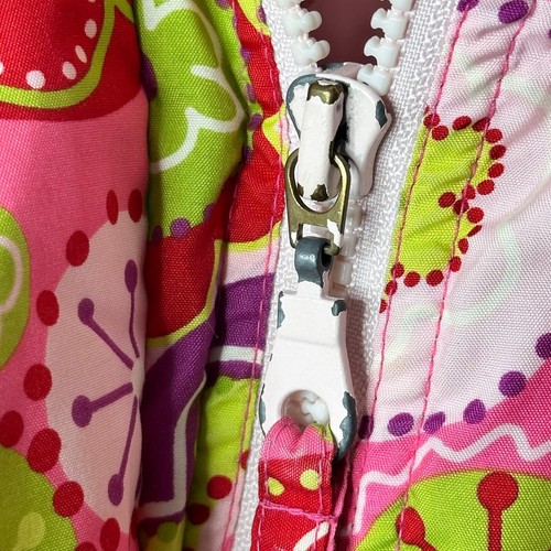 Hanna Andersson Winter Snow Jacket Size 4 100cm Pink Floral Girls Snap Zip Hood - Picture 7 of 11