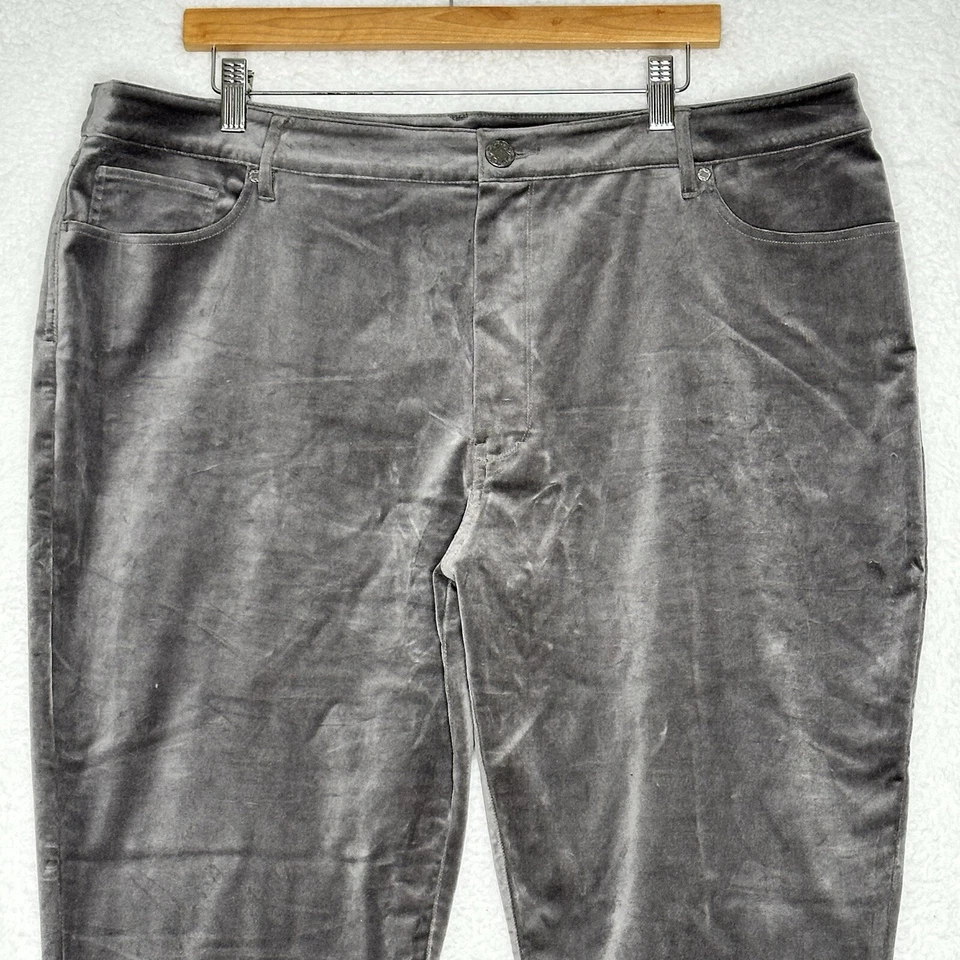 Soft Surroundings Women’s 18W Gray Velvet Pants High Rise Stretch Plus Size - Image 2 of 4