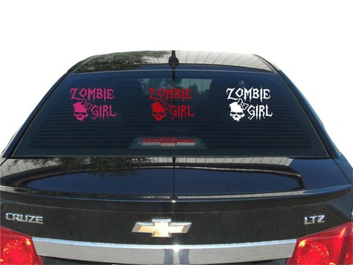 Adesivo decalcomania vinile Zombie Ragazza Teschio Cammina Morto Auto Finestra Camion Tablet - Foto 2 di 3