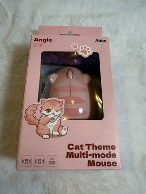 Akko Angie Cat Theme Wireless Mouse - Pink Kawaii Multi-Mode BT 5.0/3.0/2.4G NEW