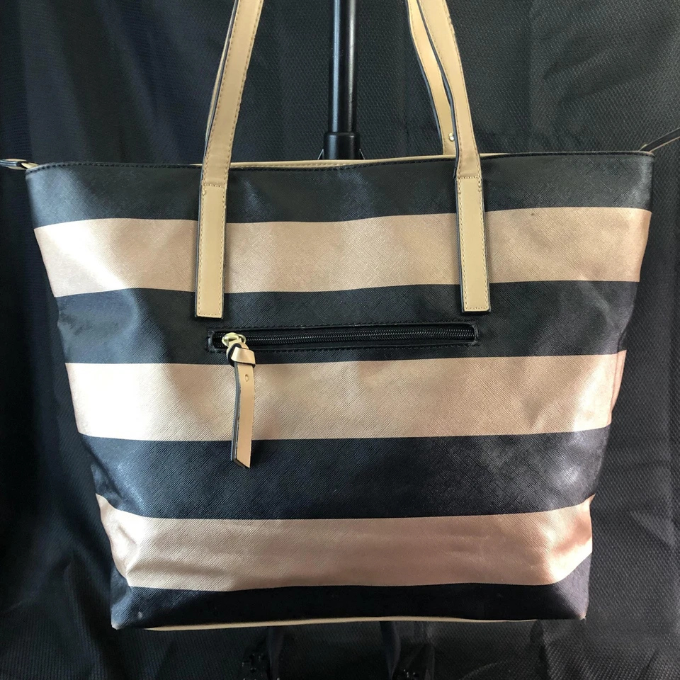 Bueno Tote Bag Womens Large Stripe Shoulder Purse Charm Pocket Handbag - Image 4 of 4